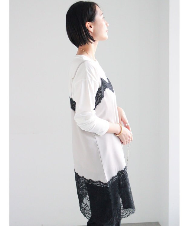 Te chichi イレギュラーヘムレイヤードレースキャミ グレー