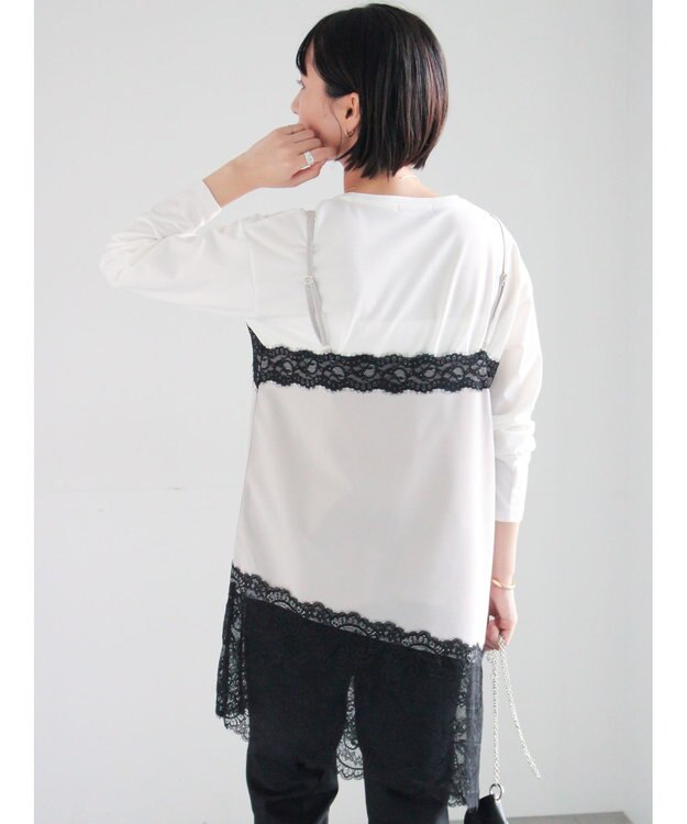 Te chichi イレギュラーヘムレイヤードレースキャミ グレー