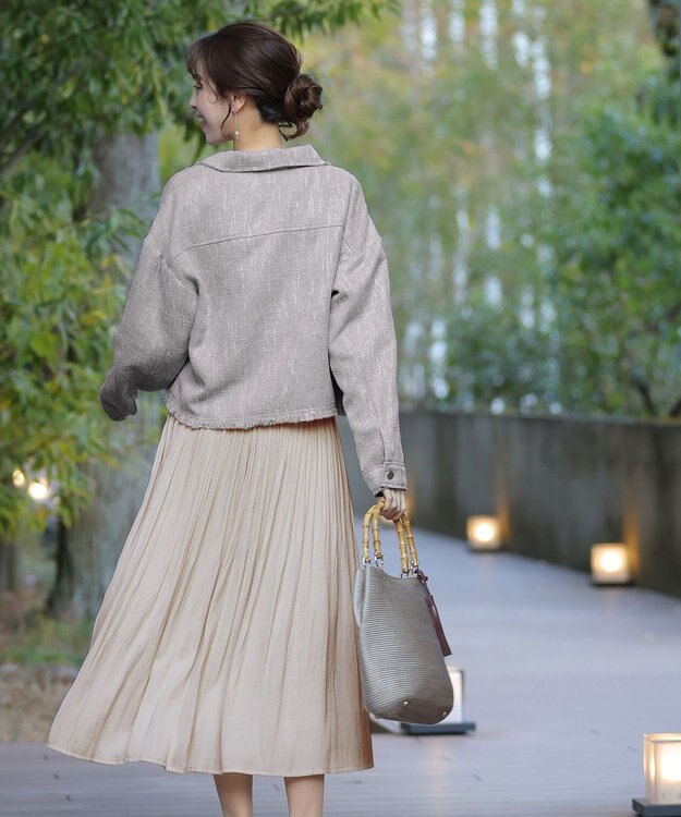 Tiaclasse 【洗える】ツイードジャケット グレージュ