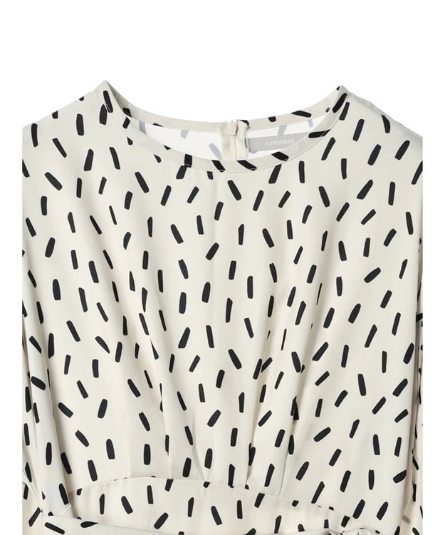 Green Parks armonia．スクエアドットプリントタックワンピース Ivory