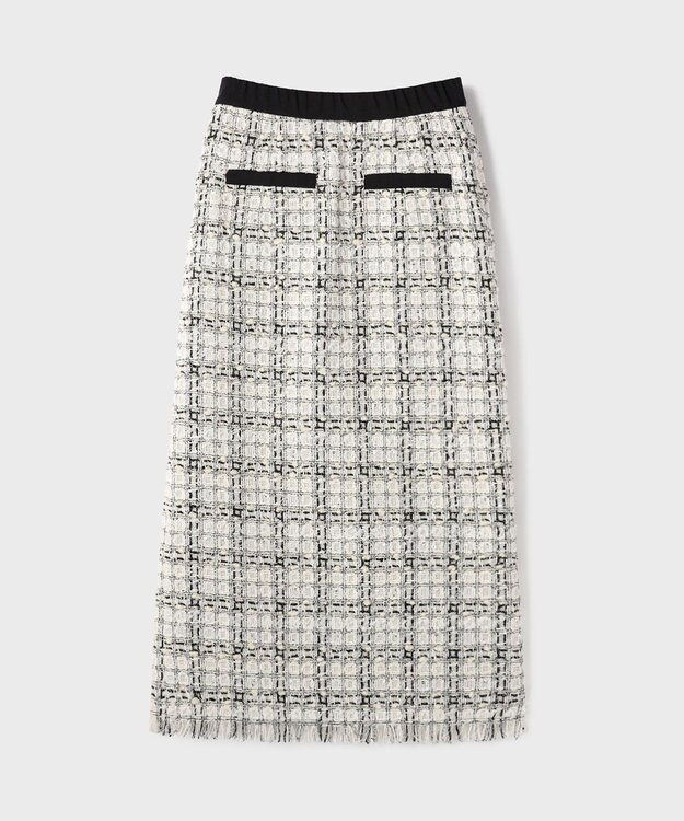 GRACE CONTINENTAL トリミングツイードスカート ホワイト