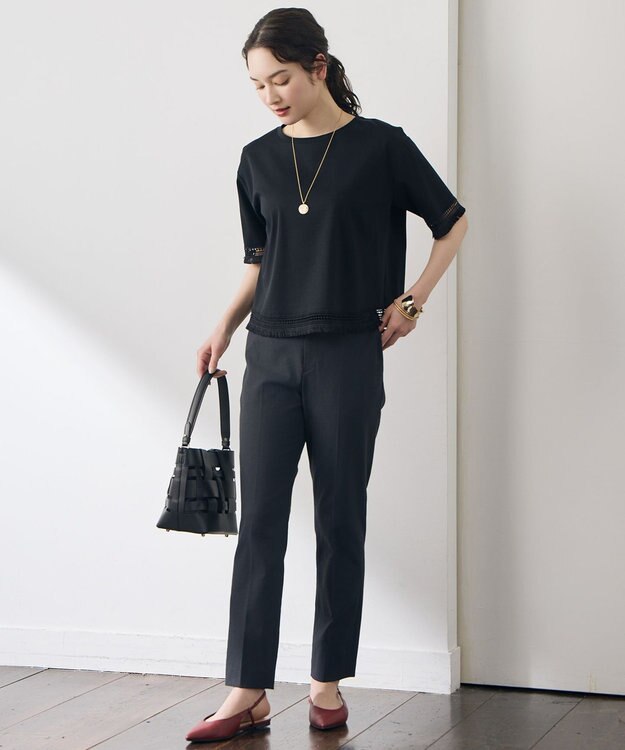 自由区 L 【SHIHOさん着用】コンパクトハイゲージフリンジ Tシャツ ブラック