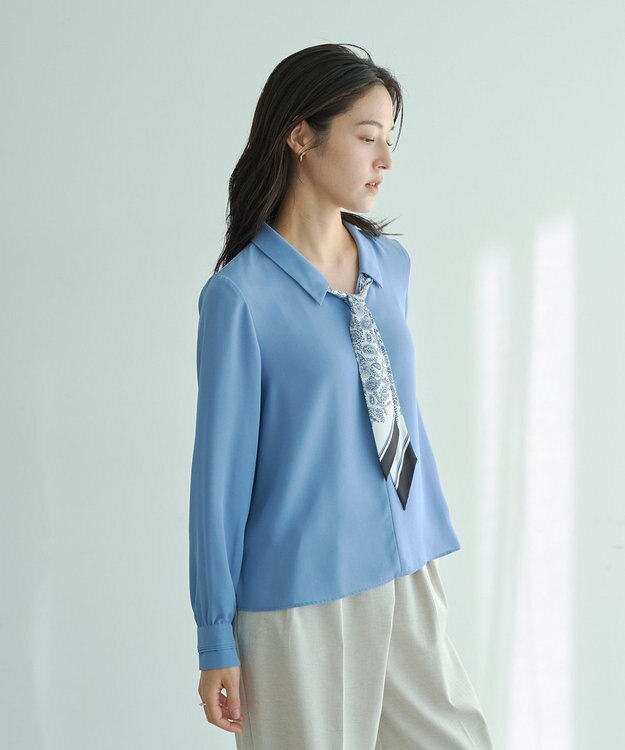 YECCA VECCA スカーフ付きブラウス Blue