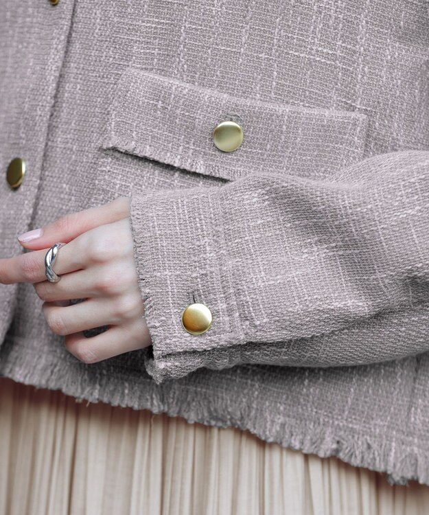 Tiaclasse 【洗える】ツイードジャケット グレージュ