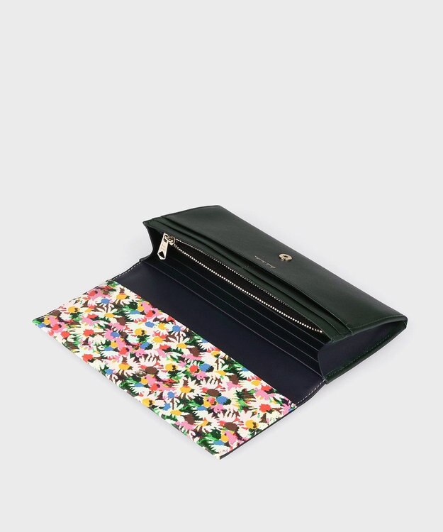 Paul Smith マーガレットプリントトリム 長財布 ダークグリーン