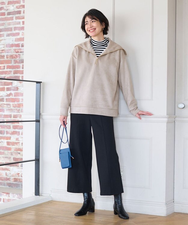 ANY 【吸湿発熱】any HEAT ワイドパンツ ブラック