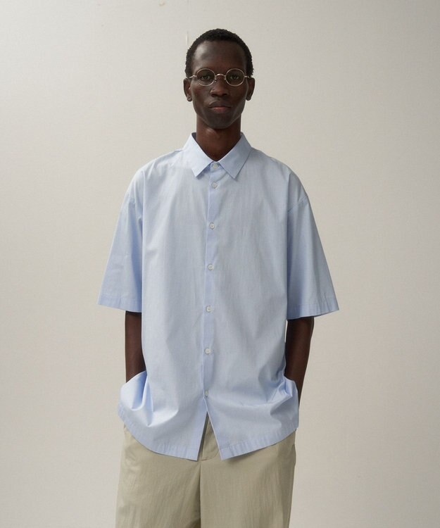 ATON GIZA BROAD | ショートスリーブシャツ - UNISEX SAX