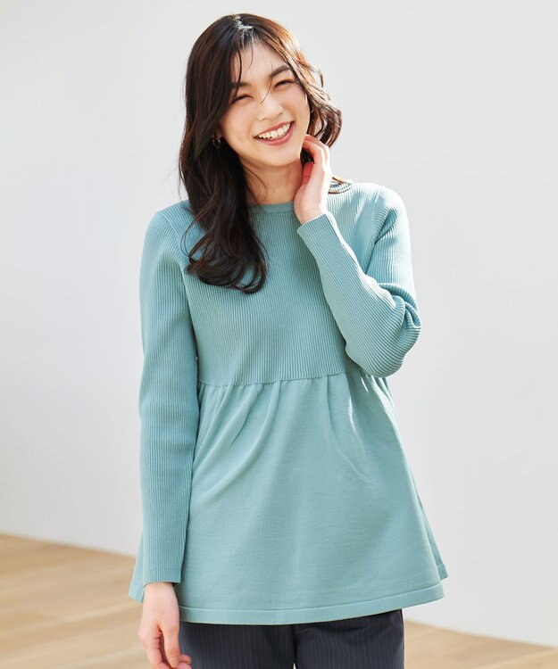 ANY L リブコンビペプラムニット ミント