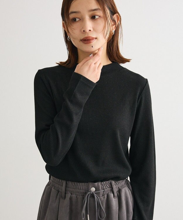 Green Parks ｉｎ　ラメリブハイネックプルオーバー Black