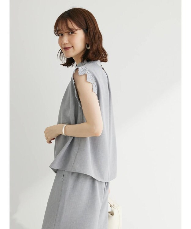 Green Parks ・ＥＬＥＮＣＡＲＥ　ＤＵＥ　リネンライクレースブラウス Gray