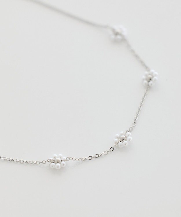 earth music&ecology ビーズフラワーネックレス Silver
