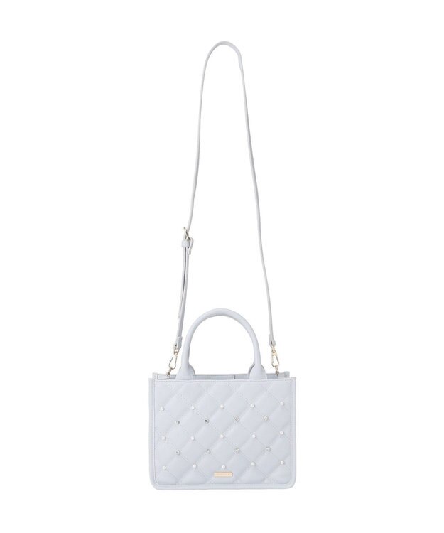 Maison de FLEUR パールビジューキルティングスクエアショルダー Light Blue