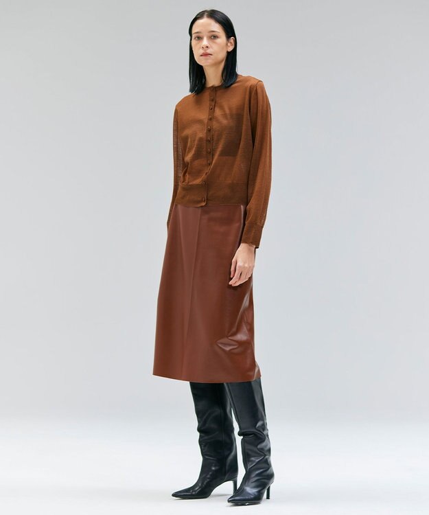 BEIGE， 【Precious 9月号掲載】CLYDE / ステッチベルトラムレザースカート Brown