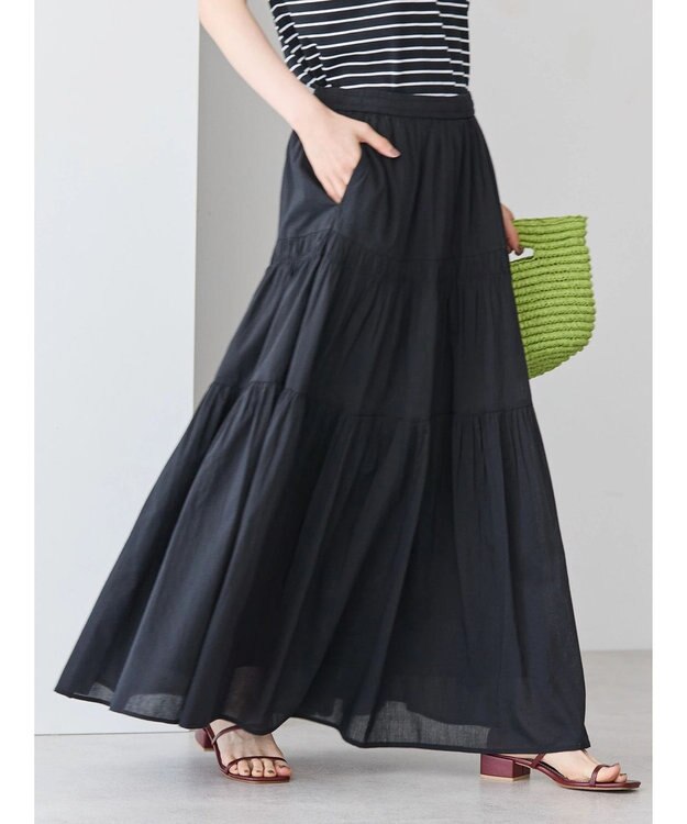 AMERICAN HOLIC インドコットンティアードボイルスカート Black