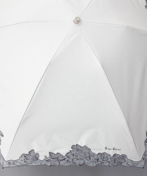 AURORA NINA RICCI （ニナリッチ)  刺しゅうオーガンジー掛け合わせ　晴雨兼用パラソル（折り畳み・ミニ傘） オフホワイト