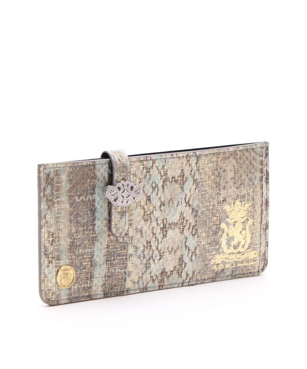 A.D.M.J. 【スワロフスキー×スネークレザー】アールデコスリムウォレット TURQUOISE/GOLD