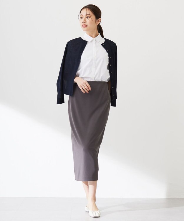 J.PRESS LADIES 【洗える】Betterコットンポリエステル ストライプ シャツカラーブラウス ホワイト系