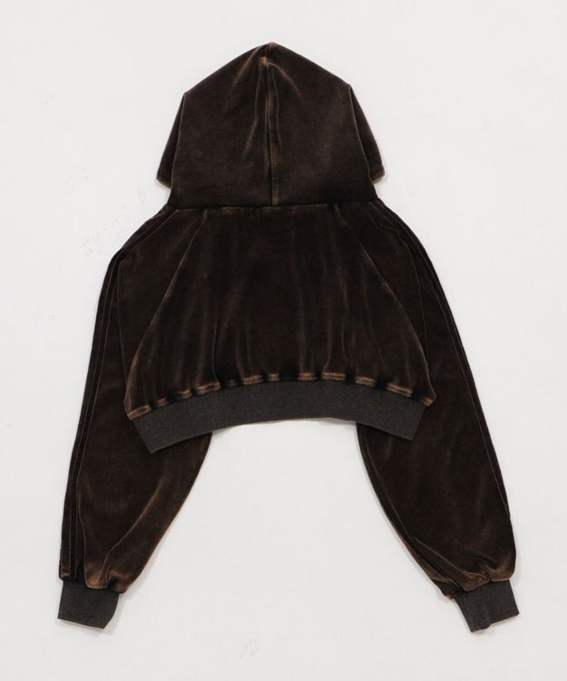 WEGO ベロア2ラインジップパーカー ブラック