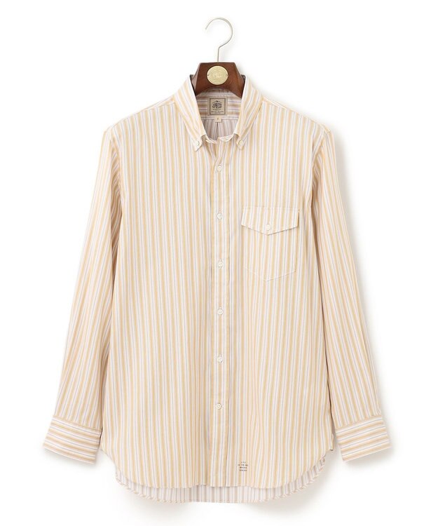 J.PRESS MEN オーガニックコットン ダブルチューブマルチストライプ シャツ イエロー系1