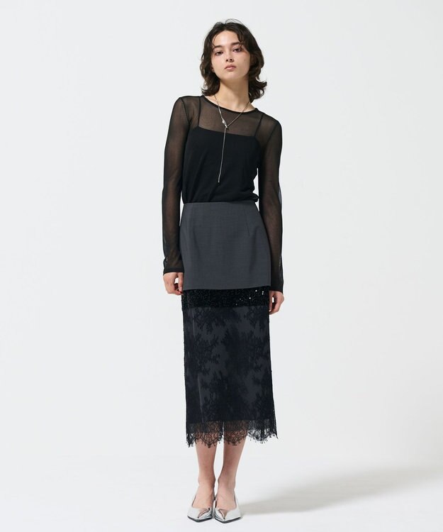 GRACE CONTINENTAL シアークルーニットトップ ブラック