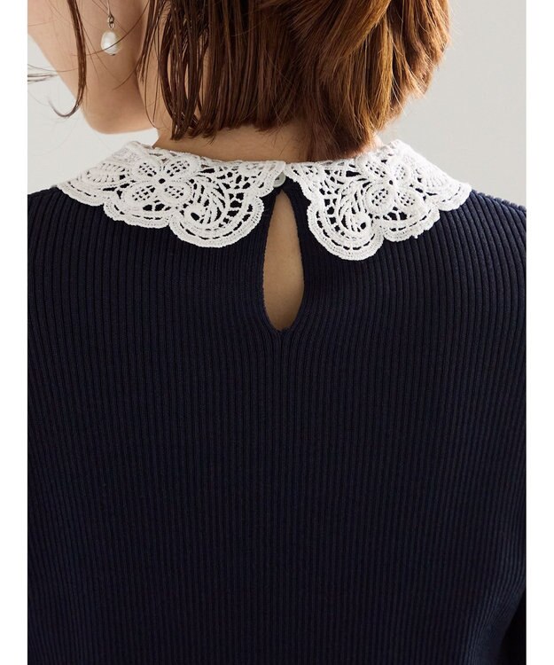 Te chichi ケミカルレースカラーリブニット ネイビー