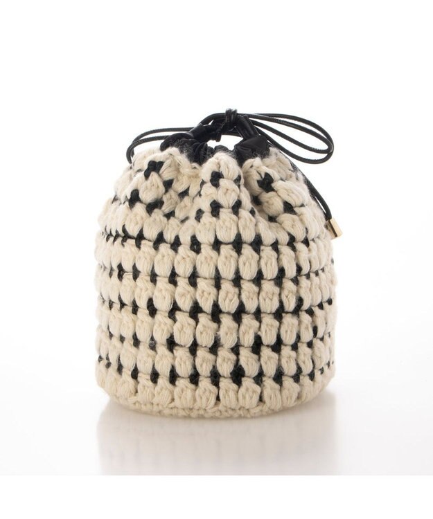 UNBILLION カシュカシュ cachecache / サテンリボン編み込み巾着ショルダー アイボリー