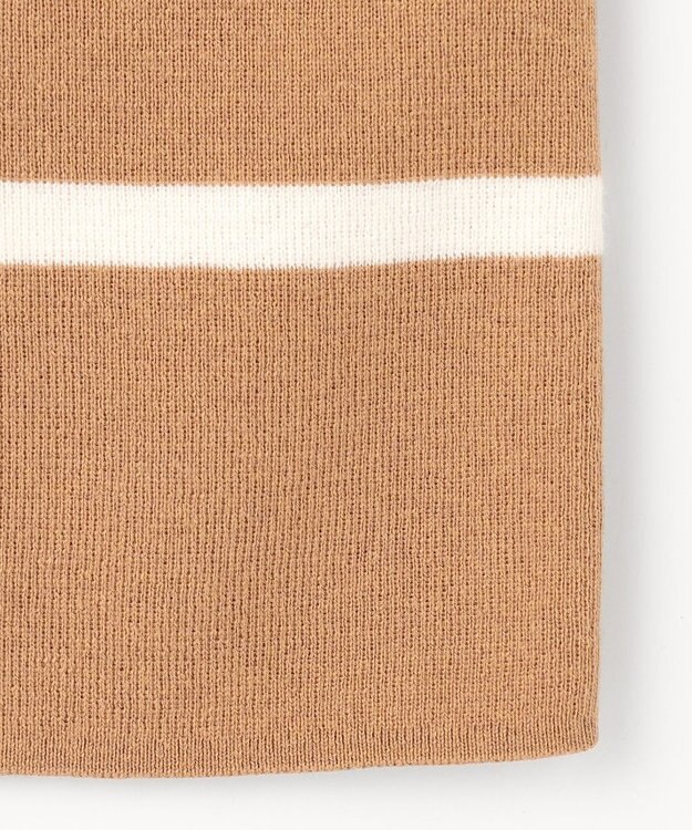 自由区 L コットンウールハイゲージボーダー ニット キャメル×オフ