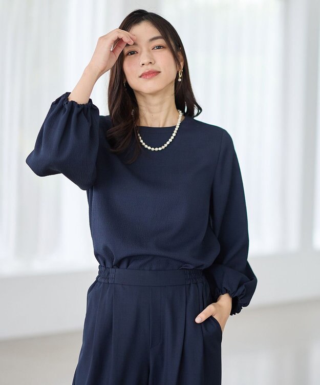 ANY ポコポコバルーン袖ブラウス ネイビー