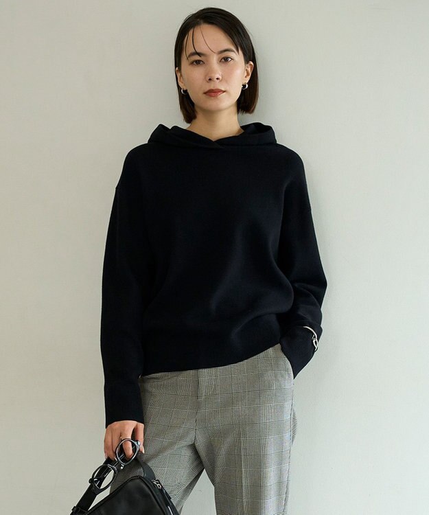 UNFILO コットンカシミヤニット フーディ ブラック