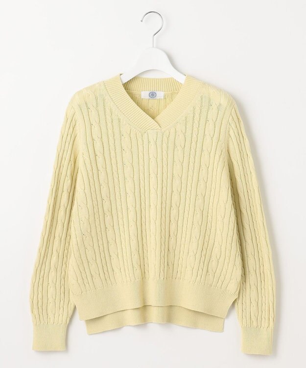J.PRESS LADIES 【洗える】GIZA MERCERIZE COTTON ケーブル ニット イエロー系