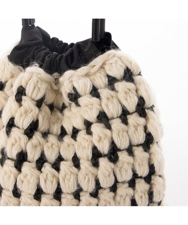 UNBILLION カシュカシュ cachecache / サテンリボン編み込み巾着ショルダー アイボリー