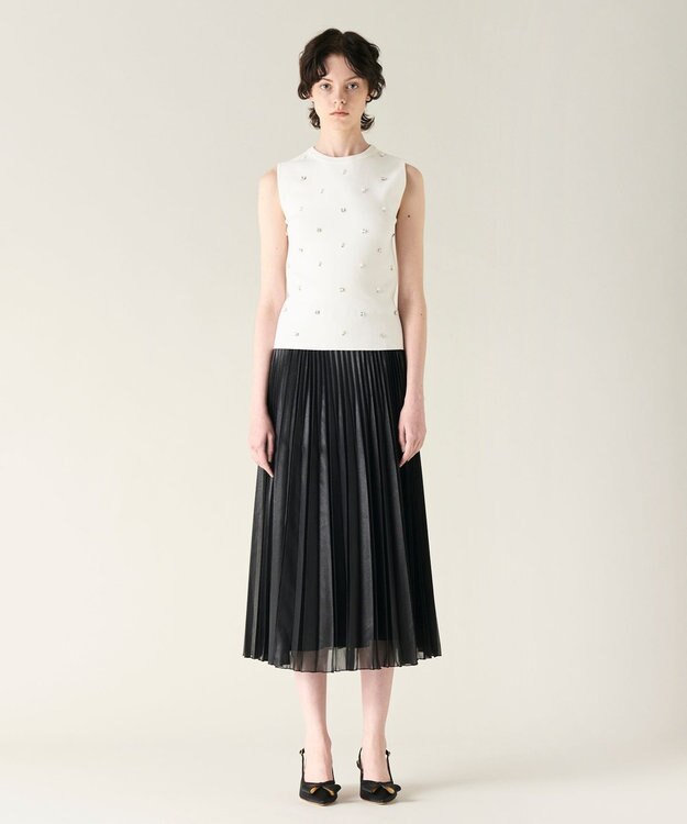 GRACE CONTINENTAL ビジューニットトップ ホワイト