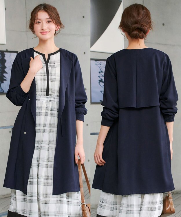 Tiaclasse タックヨーク着流しパフスリ－ブコート ネイビー