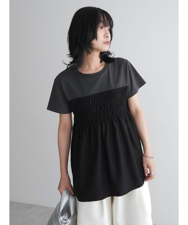 Green Parks シャーリングサテンドッキングプルオーバー Black