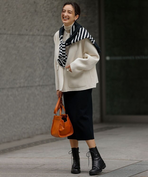 23区 L 【洗える】BUGIS シングルジャージー ボーダー カットソー ブラック×ホワイトボーダー