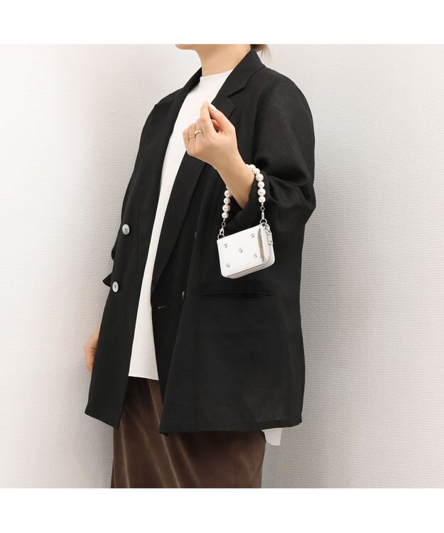 UNBILLION VERYコラボ ペルケ perche / 牛革パールハンドルジャバラウォレット シルバー