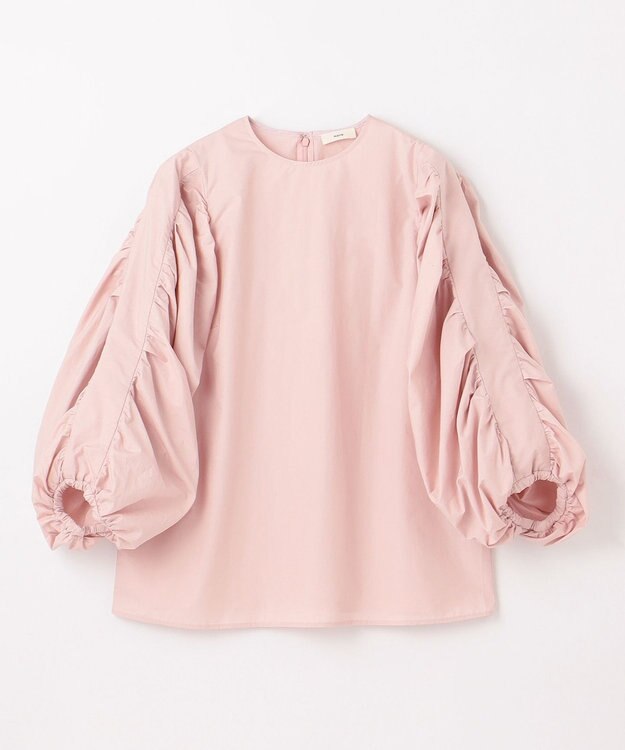 NAVE 【Nave・洗える】タイプライタークロス ギャザーブラウス ピンク系