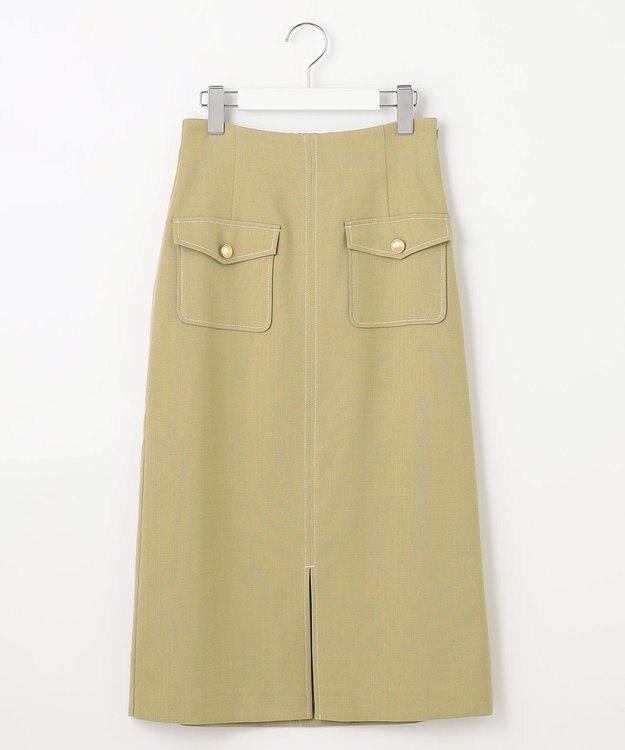 Feroux 【洗える】フラップナロー スカート ライトグリーン系