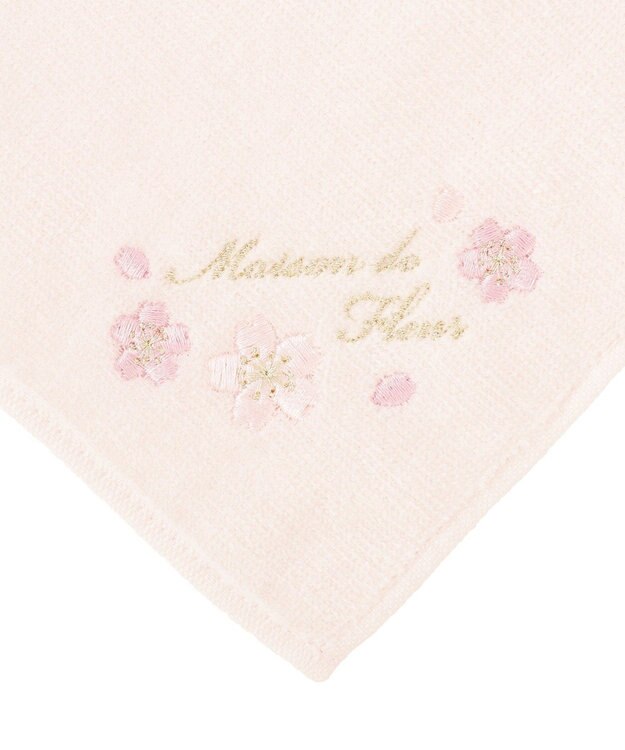 Maison de FLEUR サクラ刺繍タオルハンカチ Pink