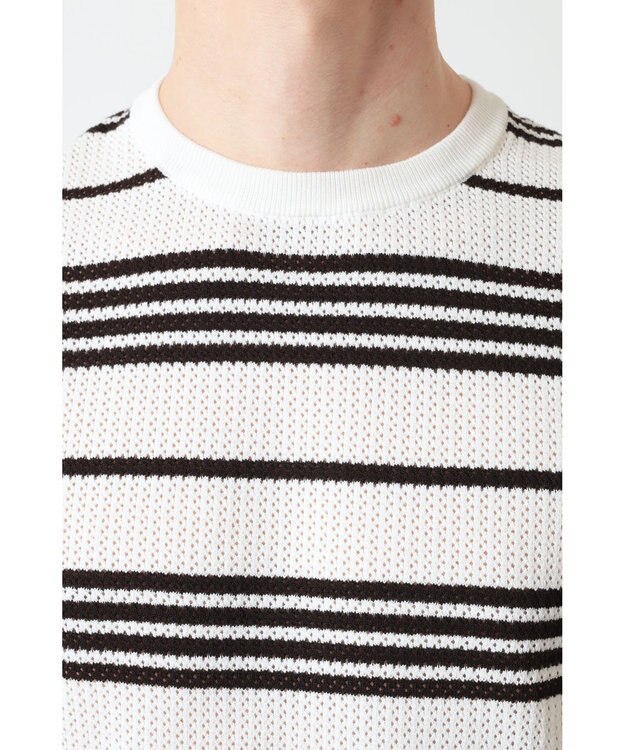 DAKS ポインテールストライプニットTシャツ ブラック