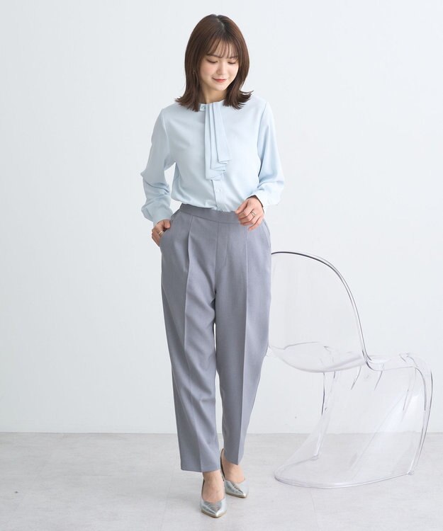 earth music&ecology 2WAYボウタイブラウス サックスブルー