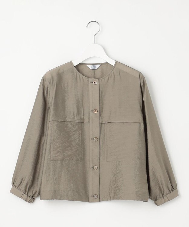 J.PRESS LADIES 【洗える】Sheer Vis リネン ノーカラー ブルゾン モカカーキ系