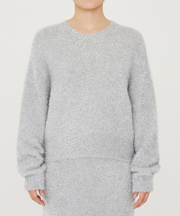 uncrave ラメ シャギー ニット プルオーバー（uncrave STANDARD） シルバー×ライトグレー