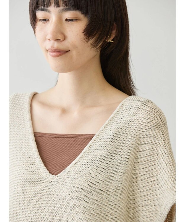 AMERICAN HOLIC リネンブレンドニットベスト Light Beige