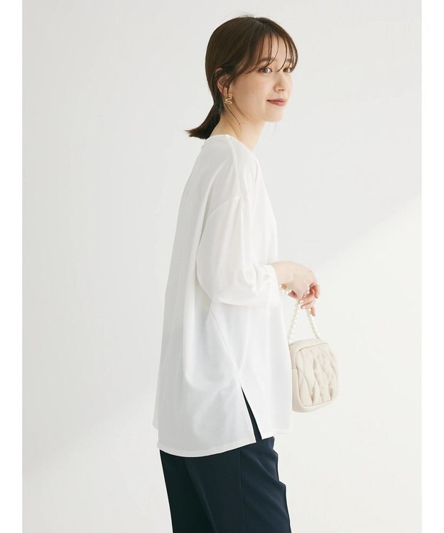 Green Parks バー付き７分袖ブラウソー Off White