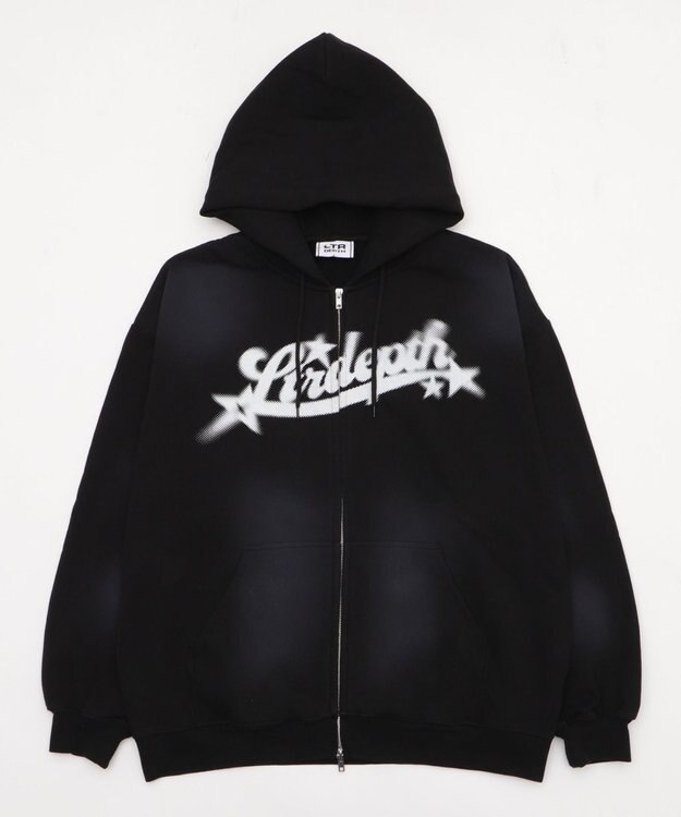 WEGO 【ユニセックス着用ITEM/MLサイズ展開】グラフィックZIPパーカー ブラック