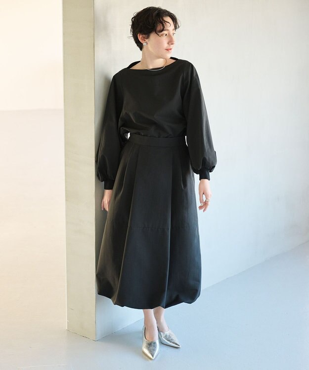 #Newans 【撥水】ソフトボリュームバルーンスカート ブラック