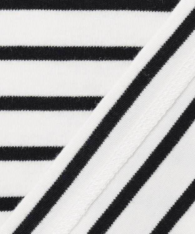 ANY L 【大好評につき新色登場！】モックネックフレンチスリーブ ボーダーＴシャツ ホワイト×ブラック