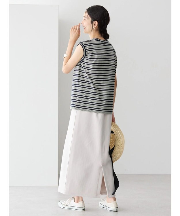 AMERICAN HOLIC マルチボーダーノースリーブカットプルオーバー Navy