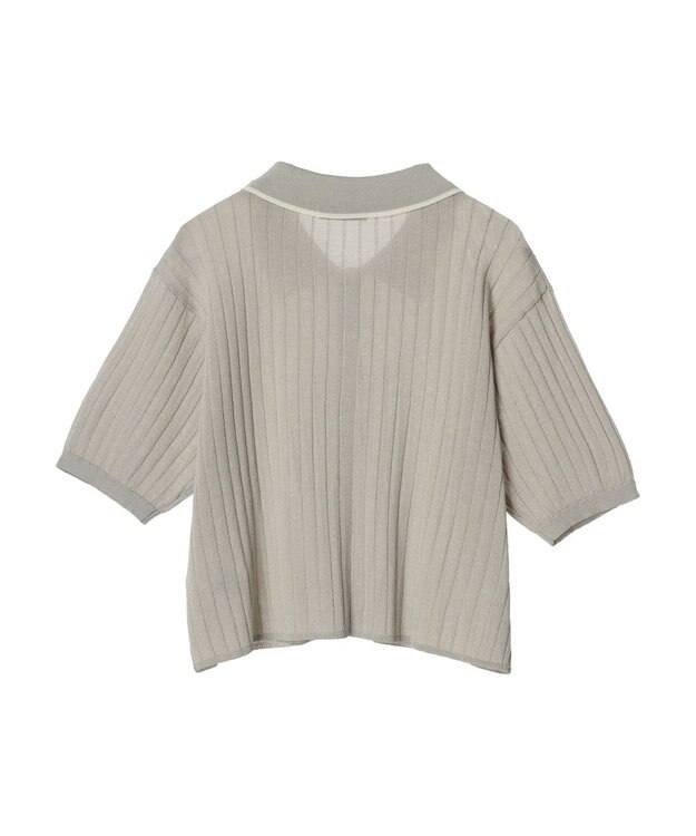 earth music&ecology ラインポロニットカーディガン Light Gray